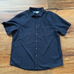 Men's Old Navy Everyday Button-Up Short Sleeve Shirt - Navy Blue with White Dots